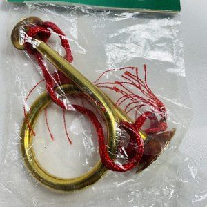 VINTAGE Solid Brass French Horn Vintage Christmas Ornament Hand Crafted India